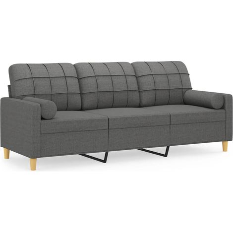 Maison Exclusive - Divano a 3 Posti con Cuscini Grigio Scuro 180 cm in Tessuto