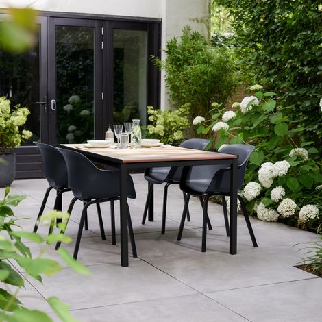 Keter Signature Porto 160cm Table + Elisa Dining Chair, Set of 6 - Ashwood Brown