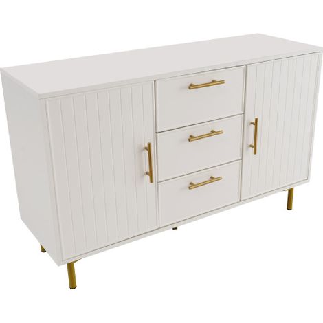 Coiffeuse à 2 tiroirs – Meuble haut de chambre – Buffet blanc – Commode