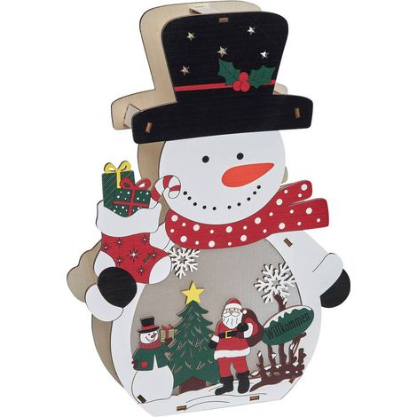 Personnage de Noël lumineux en bois 4 LED H. 27 cm à piles - Feeric lights & christmas (1/5)