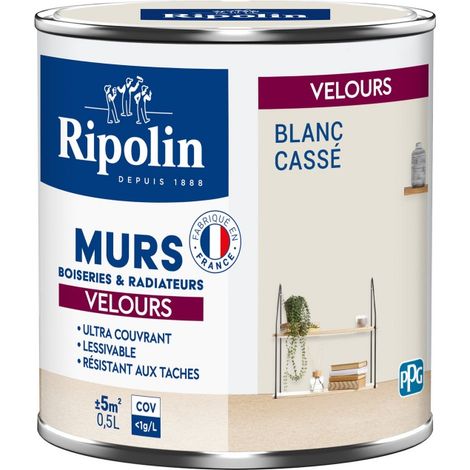 Cremeweiße Farbe für Wände, Holzverkleidungen und Heizkörper, RIPOLIN Velvet 0,5 l RIPOLIN