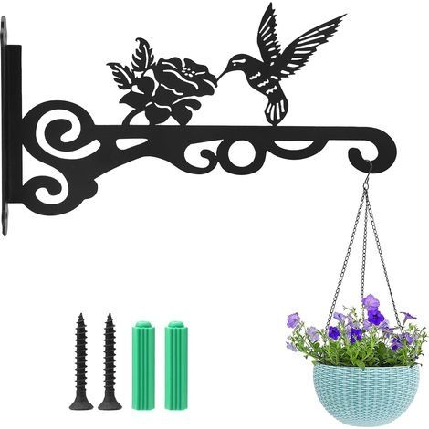 Crochets muraux pour plantes - Support mural en fer - Pour plantes - Pour plantes - Pour jardinière, mangeoire à oiseaux, lanterne, carillons à vent, jardin, balcon (1/5)