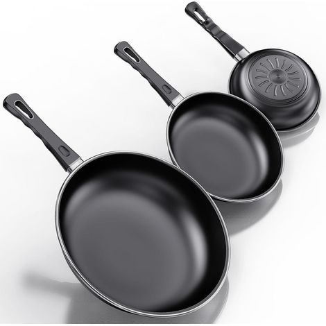 Set de poêles 3 pièces 20/25/30cm, antiadhésif, sans PFAS, induction