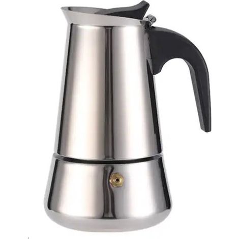 Caffettiera moka con capacità di 6 tazze, realizzata in acciaio inox, adatta per la preparazione di caffè moka italiano e cubano. (1/5)