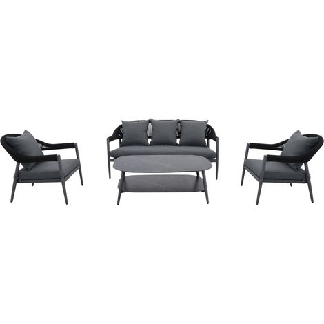 Salon de jardin Camarillo Gris en aluminium - 5 places - Jardideco (1/2)