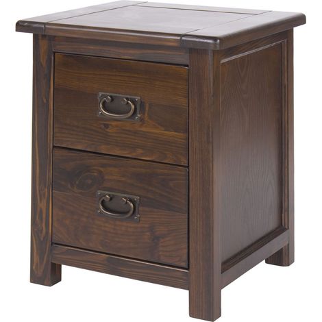 Chevet 2 tiroirs 45x40x55 cm en pin foncé - GUVEN