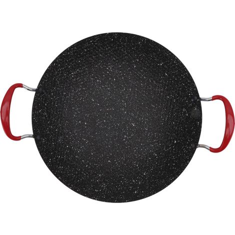 Crezuo Koreanische Antihaft-Grillpfanne mit hitzebeständigem Griff, 38 cm/15 Zoll runde Keramik-Grillplatte für Gasherde --Crezuo