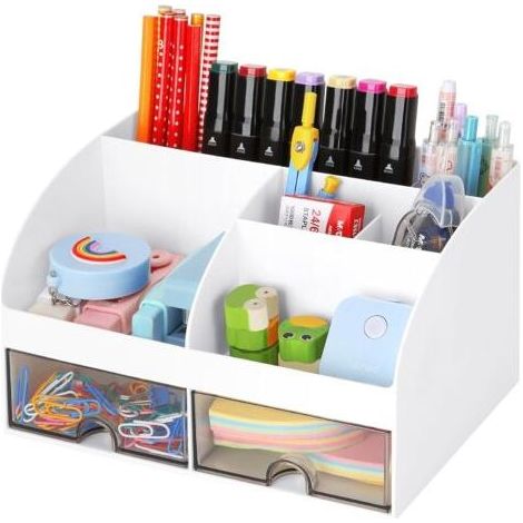 Scatola di stoccaggio per l'ufficio, piccolo armadio di stoccaggio cassetti trasparenti, scatola di immagazzinaggio di forniture per ufficio e altri articoli di studente (1/5)