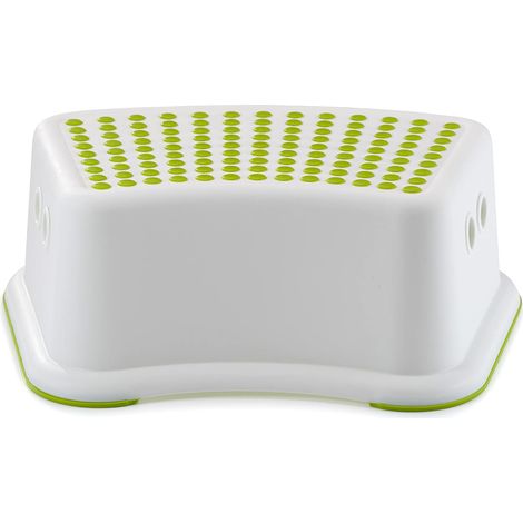 marchepied robuste pour salle de bain, marchepied de toilette antidérapant pratique, blanc et vert pour enfants, marchepied rehausseur multi-usage (vert) (1/5)