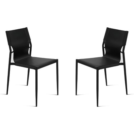 Sedia in simil cuoio Nero con struttura in metallo Nero SVEVA 2 sedie (1/5)