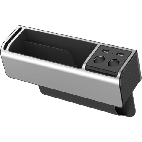 Autositz-Lückenfüller-Organizer, Mittelkonsolen-Aufbewahrungsbox mit Getränkehalter, bietet Platz für Telefon, 2 USB-Ladekabel, 2 Feuerzeugkarten