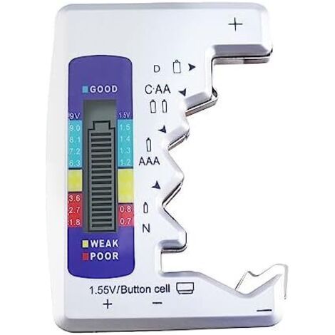 Testeur de Batterie, Vérificateur Universel Batterie avec Affichage LCD, Petit Numérique Polyvalent pour Toutes les Piles C AA AAA D N 9V 6F22 1.5V Bouton Noir - (1/5)