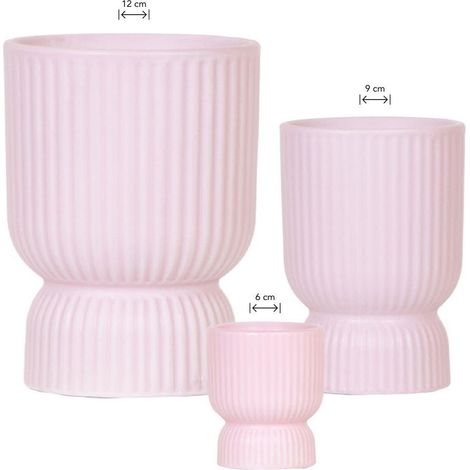 Lot de 3 Cache-pots Décoratifs Rose en Matériau de Qualité - Tailles 6, 9 et 12 cm - PANGIVO (1/3)