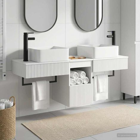 vidaXL Bathroom Furniture Set 3 pcs High Gloss White Engineered Wood (1/5)