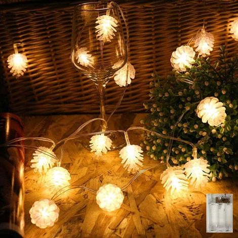 Pine Cone String Lights, 6M 40LED Christmas Lights Garland for Christmas Tree, Waterproof Mini Indoor Light Decoration for Patio Garden Fences Stairs (Warm White)