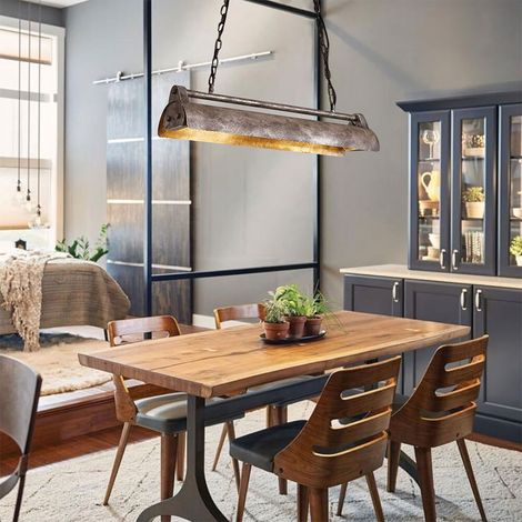 Pendellampe Esstisch Vintage Holz LED 40W Hängeleuchte Esszimmer Pendelleuchte Höhenverstellbar Rustikal Hängelampe Eisen Kronleuchter Kaffee Bar Küche Büro Wohnzimmer Kreative Deckenleuchte