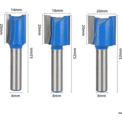 Fraise A Queue Droite - 6 mm 8 mm 10 mm 12 mm 14 mm 18 mm 20 mm - Pour Routeur CNC Table Ou Portable - 7 Pièces (1/5)