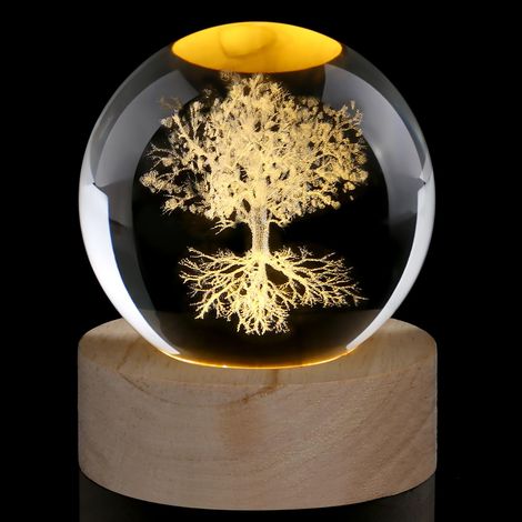Boule de cristal de 60 mm en forme d'arbre de vie, boule de verre presse-papier pour décoration (1/5)