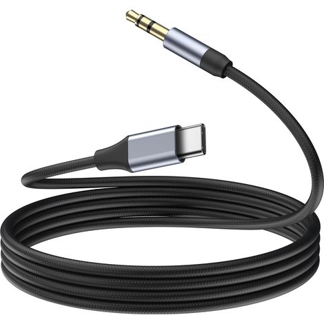 Cable Jack USB C, Câble USB C vers 3.5mm Jack DAC Audio Cable USB C Voiture Auxiliaire AUX Prise Jack USB C Adaptateur pour 17 16 15 Pro Max, S24/S23/S22 Ultra (Noir) (1/5)