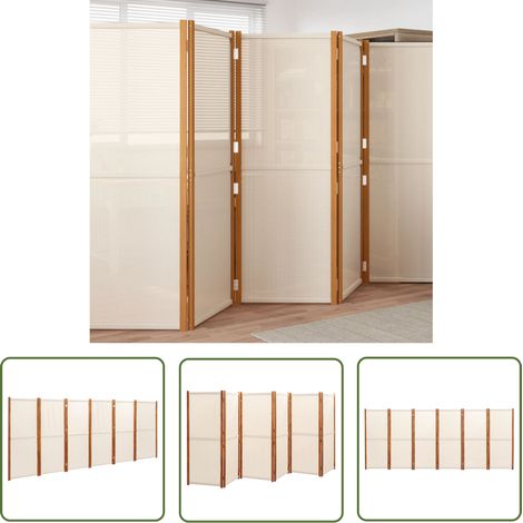 The Living Store - Cloison de séparation 6 panneaux Blanc crème 420x180 cm (1/5)