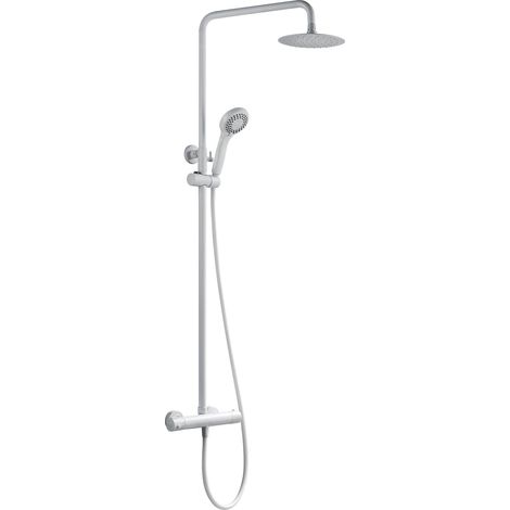 Colonne de douche avec thermostat  Modèle KENT  Pommeau de tête de taille standard  Finition blanc mat [ IMEX® ]