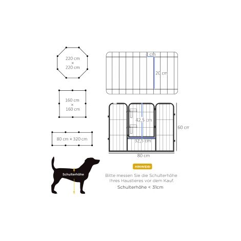 Enclos pour chiots 8 panneaux parc d'exercice parc de jeu avec porte 60 x 80 cm pour élevage canin sécurisé en intérieur et extérieur (1/5)