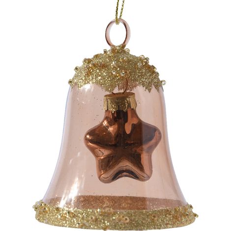 Pendaglio a forma di campana con stella marrone per albero di natale h 7,5 cm (1/2)
