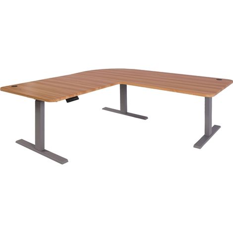 [NEUWERTIG] Eck-Schreibtisch HHG-772, Bürotisch Computertisch elektrisch höhenverstellbar 178x178cm 84kg MVG eiche, grau (1/5)