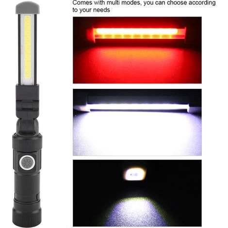 Lampe de travail LED rechargeable USB W548 pour voiture, multifonctionnelle avec aimant, lampe d'inspection COB, lampe de secours, batterie intégrée (1/5)