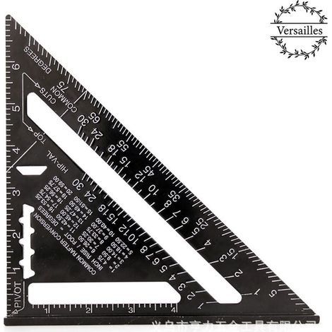 Équerre de charpentier MULTIFONCTION 180 mm métal aluminium règle carrée jauge rapporteur angle 45 90 degrés/outils de charpentier/outil de traçage bois charpentier instructions (1/3)