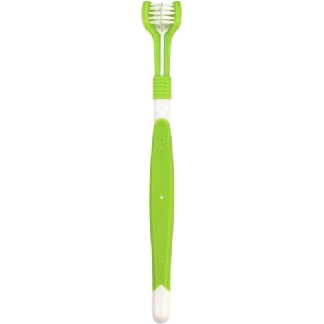 Brosse À Dents Pour Animal De Compagnie - 3 Têtes - Manche Ergonomique En Plastique - Soies En Nylon Souples - Pour Chiens Et Chats - 1 Pièce (1/5)