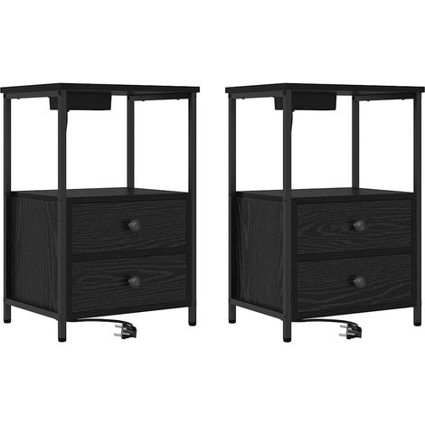 Maison Exclusive - Armadio da Notte con cassetto 2 pcs Rovere Nero 40 x 31 x 60 cm
