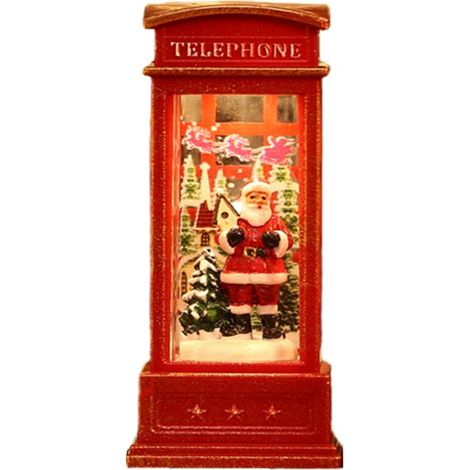 Vtizikl Lanterne boule à neige conçue pour une cabine téléphonique, ornement lumineux de Noël pour décoration de bar KTV, Père Noël (1/4)