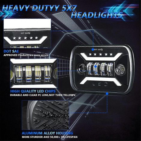 7x6 5x7 H6054 Rechteckige LED-Scheinwerfer für Schwarz (1/5)