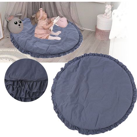 Tapis d'éveil rond pour bébé, en coton doux, gris. (1/5)
