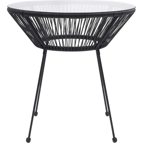 Maison Exclusive - Garten-Esstisch Schwarz Ø70x74 cm Rattan und G