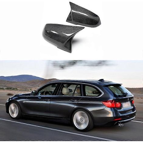 Passend für BMW 1er, 2er und 3er (F20, F30, F31) Baujahre 2013–2018: Rückspiegelabdeckung in Carbonfaser-Optik, Hupenzierleiste (Paar)