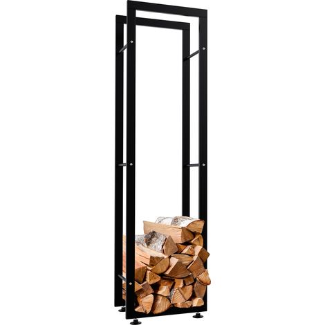 Leñero Keri de metal negro Negro 25x40x150 cm