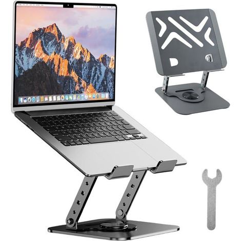 Support pour tablette-Acier carbone-Rotation à 360°- ordinateurs de 10-17″-dissipant la chaleur-pour maison bureau-Noir (1/5)