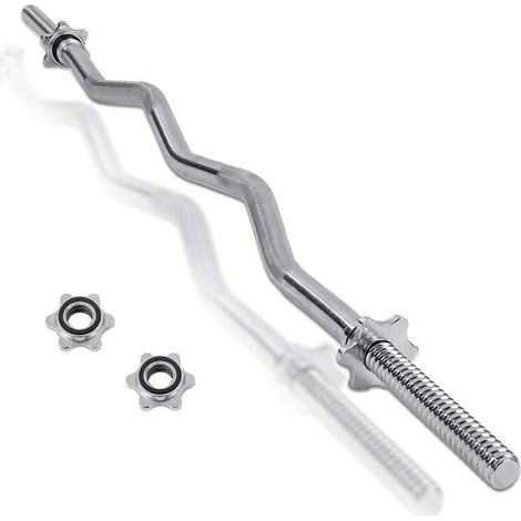 Bilanciere Curvo Sagomato 120CM 25MM Curl Bar Manubrio Barra per Allenamento Bicipiti (1/4)