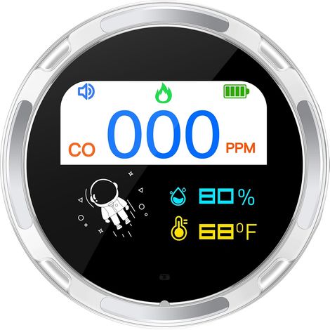 Detector de monóxido de carbono portátil, alarma de monóxido de carbono impermeable IP67, 3 en 1 (temperatura y humedad del CO), ideal para interiores, exteriores, camping, etc. (1/5)