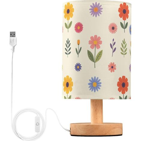 Lampe de salon avec prise pour table chevet Motif fleurs sauvages (1/5)
