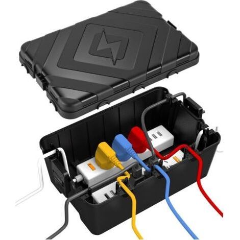Boîte à Câbles Étanche IP55 Grande Taille, Boite Etanche Electrique Exterieur, Boitier de Protection Électrique Extérieur pour Rallonge, Multiprise, Prise Jardin, Minuterie 32 x 21 x 13 cm, Noir (1/5)