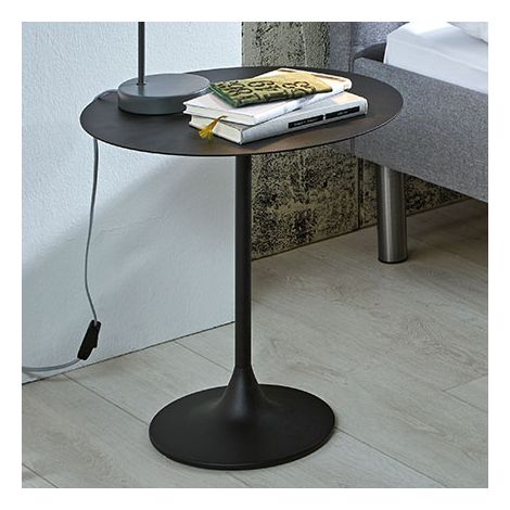Table d'appoint ronde 45x46 cm en métal noir
