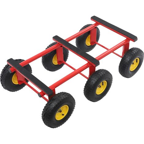 Chariot de déménagement, Capacité de charge lourde, Roues gonflables, Rouge (1/2)