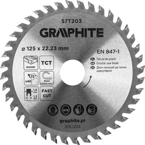 Lame de scie circulaire Graphite 57t203 125 mm 40 dents