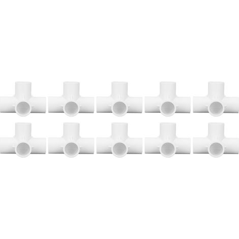 10 Stück 25 mm weiße 4-Wege-PVC-Winkelstücke für die Möbelmontage