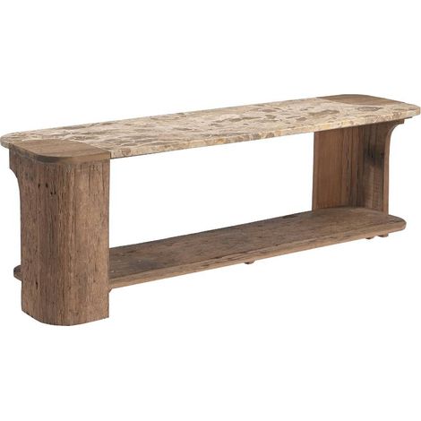 Meuble TV en bois recyclé et en marbre Capucine (1/5)