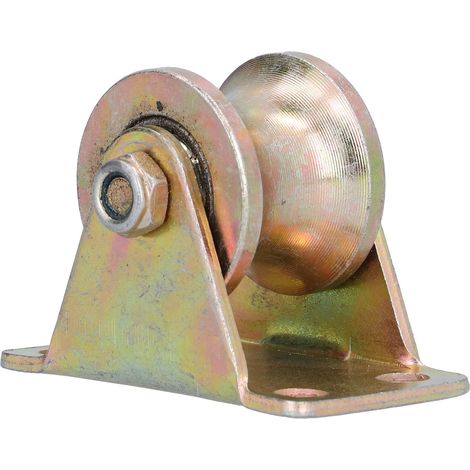 Roulette à gorges en U pour portail roulant, rail à câble métallique, avec support, 32 mm (1,3 po) (1/5)