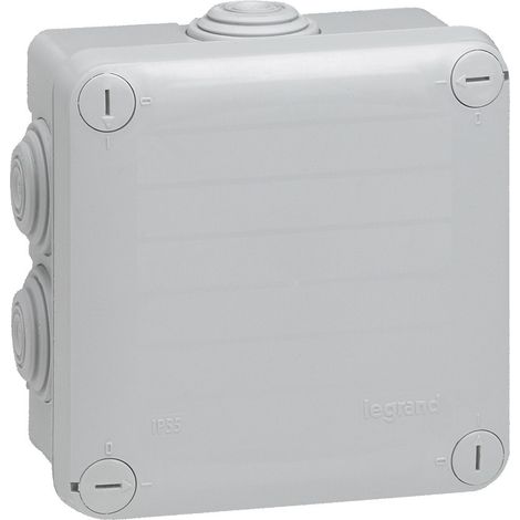 092022 Boîte De Dérivation Carrée Plexo Dimensions 105x105x55mm - 7 Entrées - Gris Ral 7035